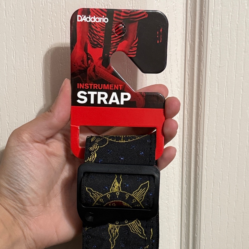 💙D'Addario 50mm Nylon Black Gold Sun & Moon Celestial Guitar Instrument Strap‎ - Picture 5 of 5